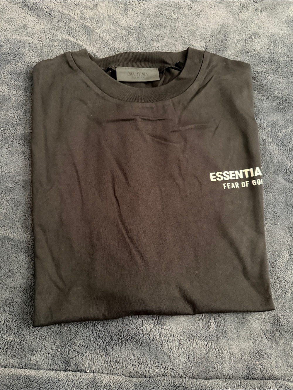 Essentials Black Short Sleeve Logo Tee with White Print